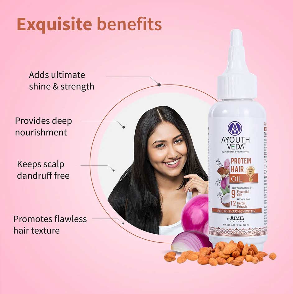 Ayouthveda Protein Hair Oil With Bhringraj and Coffee Beans | Grocsy