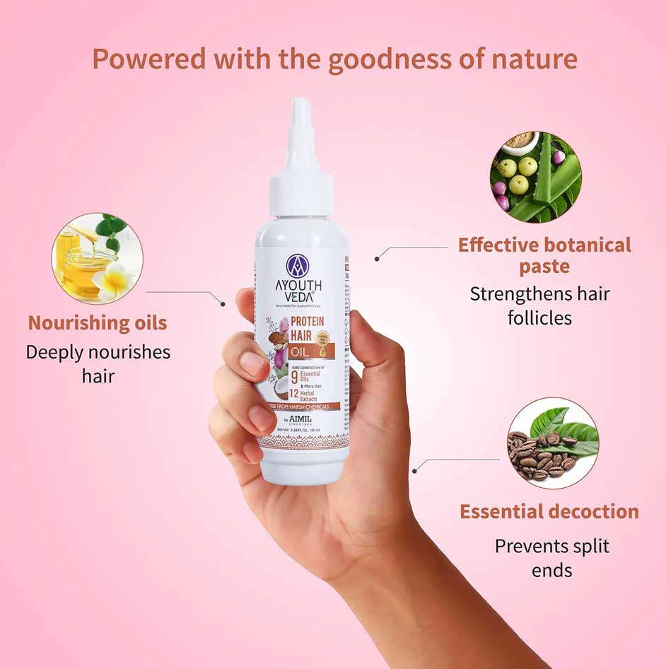 Ayouthveda Protein Hair Oil With Bhringraj and Coffee Beans | Grocsy