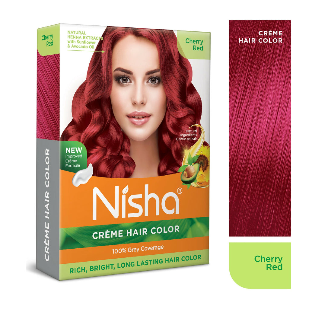 Nisha Creme Hair Color for Women - Cherry Red | Grocsy