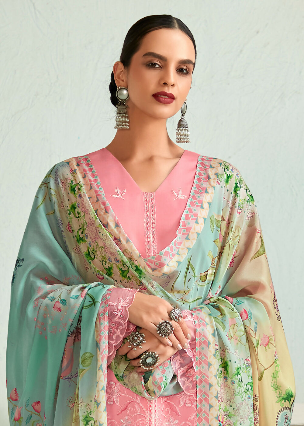 Pretty Pink Pure Muslin Resham Embroidered Salwar Suit - Emponline | Grocsy
