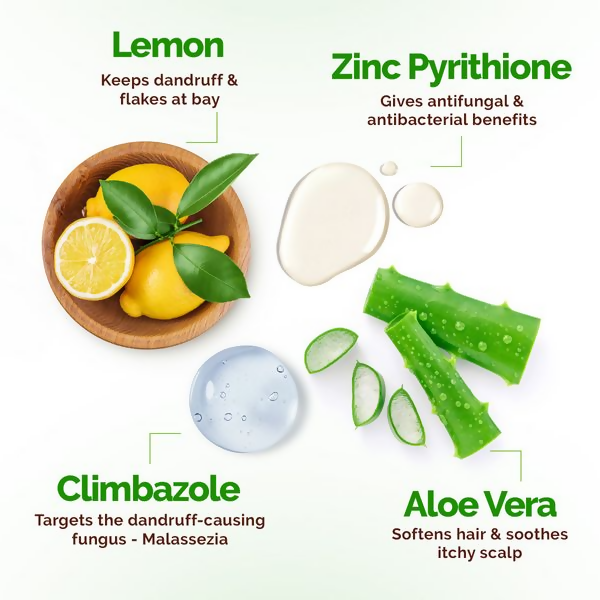 Mamaearth Lemon Anti-Dandruff Shampoo with Lemon & Aloe Vera for Itchy & Flaky Scalp | Grocsy