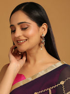 Nuyug 22K Gold Plated Pearl Drop Kundan Studded Ethnic Peacock Shaped Drop Earrings | Grocsy