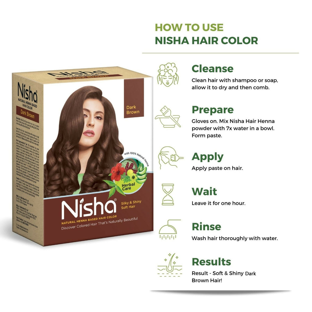 Nisha Henna Based Hair Colour for Women & Men Dark Brown | Grocsy