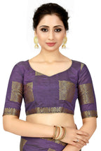 Mimosa Women's Kanchipuram Tussar Silk Purple Saree | Grocsy