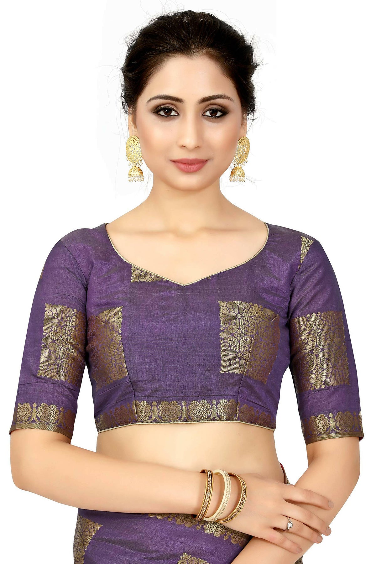 Mimosa Women's Kanchipuram Tussar Silk Purple Saree | Grocsy