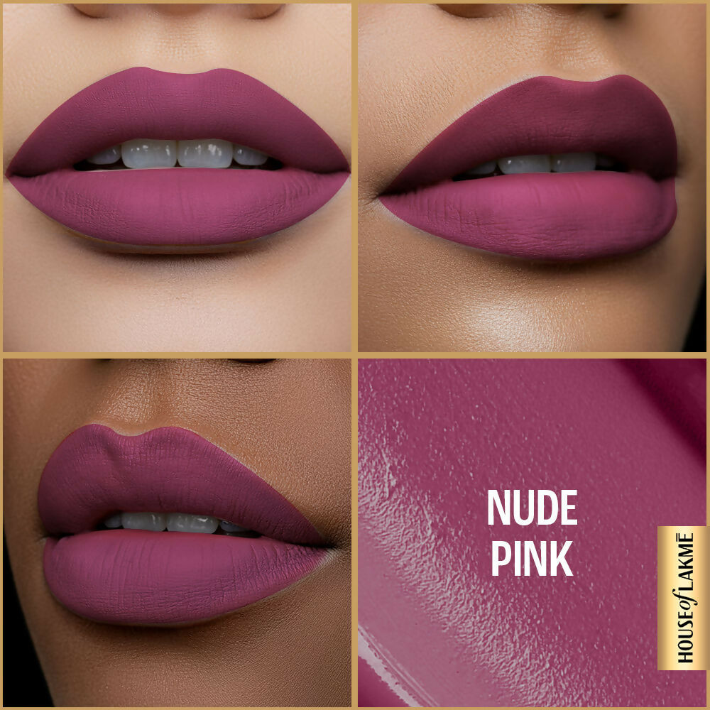 Lakme Ultimate Glam Matte Liquid Lipstick - Nude Pink | Grocsy