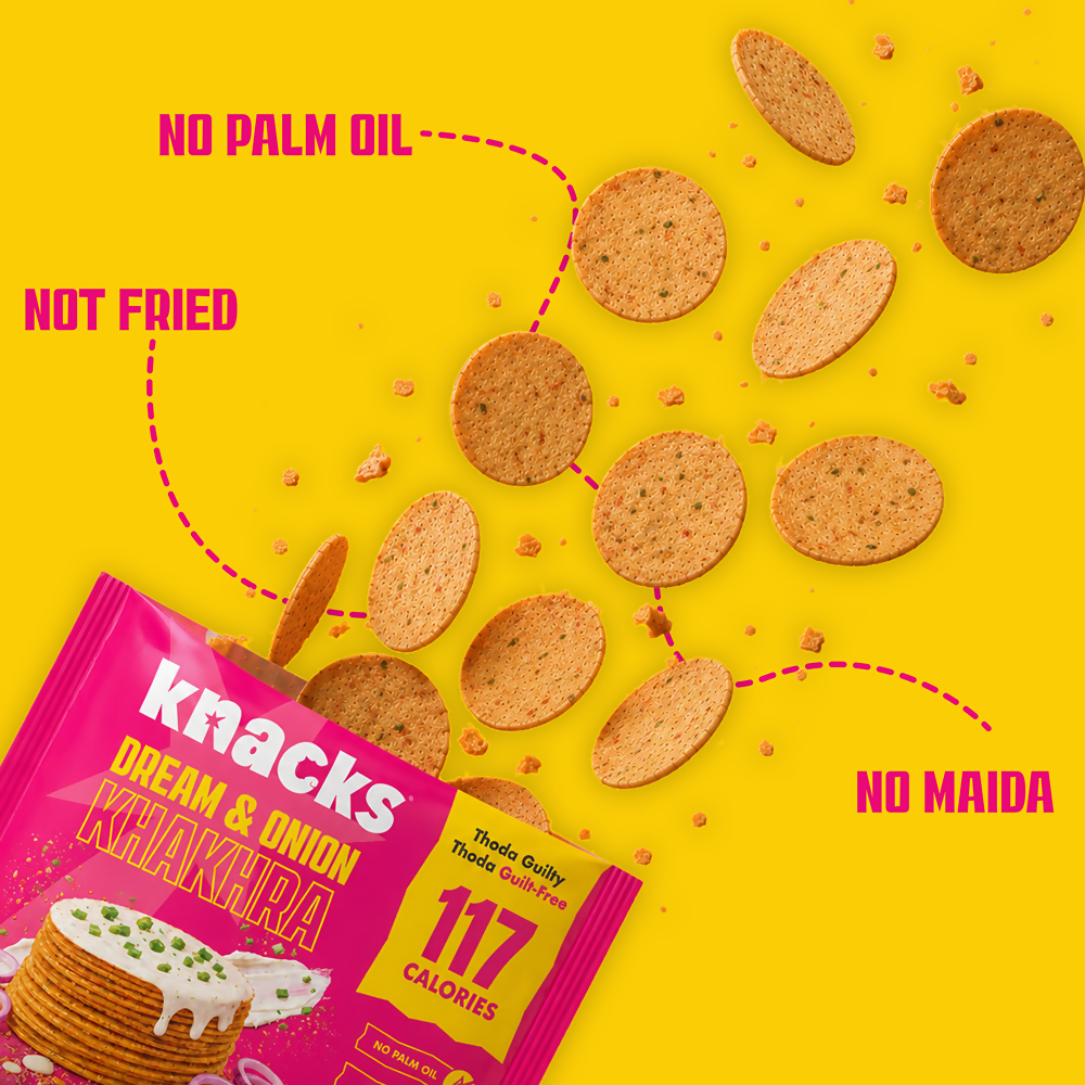 Knacks Coin Khakhra Crisps - Dream & Onion Flavour | Grocsy