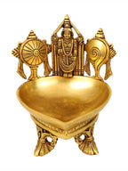 Spillbox Gold-Toned Brass Shangu Chakra Perumal Tirupathi Diya Pooja Essential | Grocsy