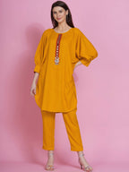 Women Republic Yellow Rayon Boxed Kurta With Pants | Grocsy