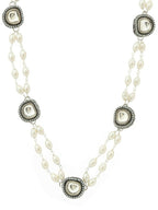 Rhodium Plated Kundan Necklace - Ruby Raang | Grocsy