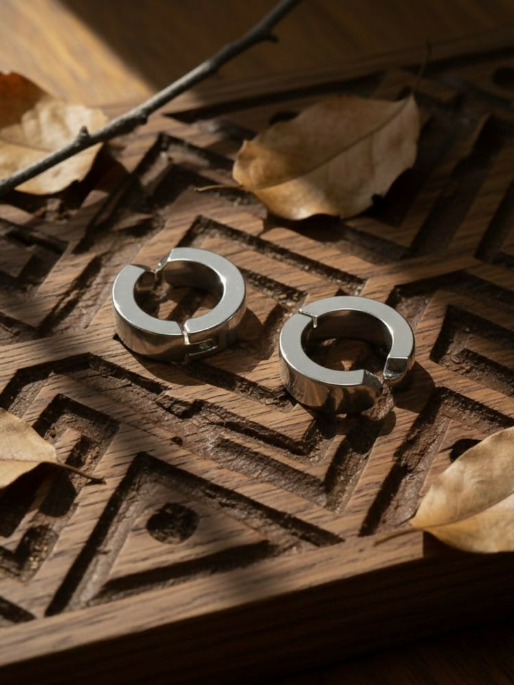 NVR Men's Silver Plated Hoop Earrings | Grocsy