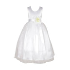 Asmaani Baby Girl's White Satin A-Line Maxi Full Length Dress (AS-DRESS_22001) | Grocsy