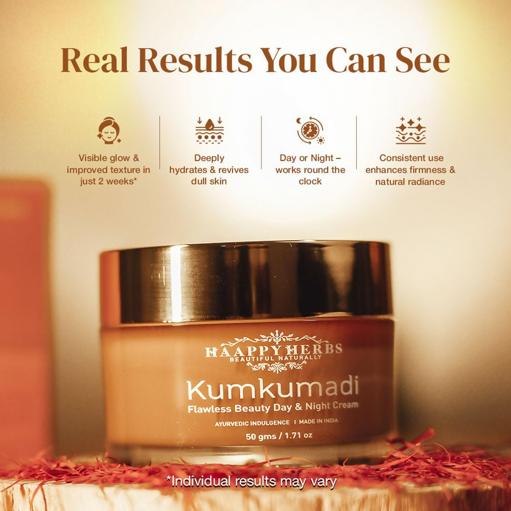 Haappyherbs Kumkumadi Flawless Beauty Day & Night Cream | Grocsy