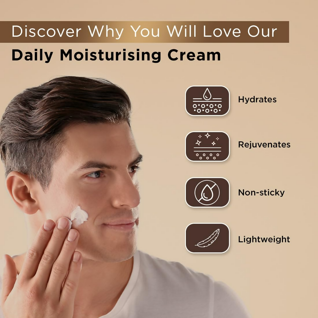 The Man Company Non-Sticky Daily Moisturizing Cream For Dry Skin | Grocsy