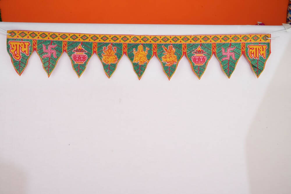 Kundan HandiKrafts Cloth Leaf Thoranna (God) | Grocsy