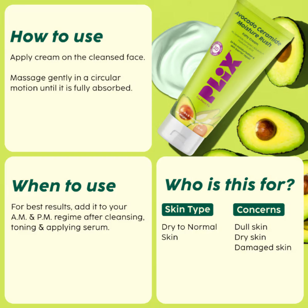 PLIX The Plant Fix Barrier Repair Combo Kit with Avocado Ceramide Moisture Rush Serum, Cleanser & Cream | Grocsy