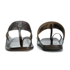 Stepsoft Men'S Designer Kolhapuri Chappal | Brown Handcrafted Ethnic Leather Footwear | Grocsy
