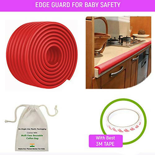 Safe-O-Kid Unique High Density- Prevents From Head Injury Multi-Functional 2 Meter Edge Guard - Red | Grocsy
