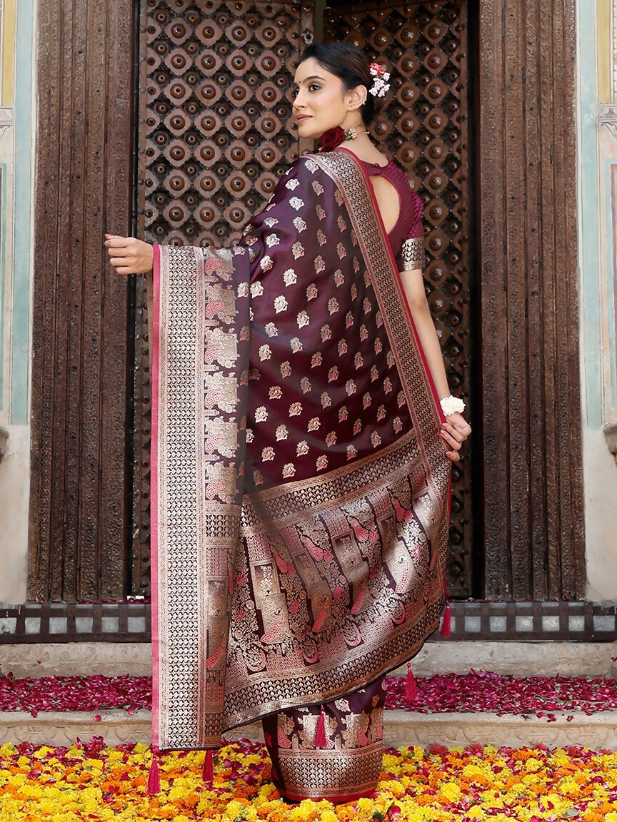 Shree Shyam Fashion Purple Silk Saree | Grocsy