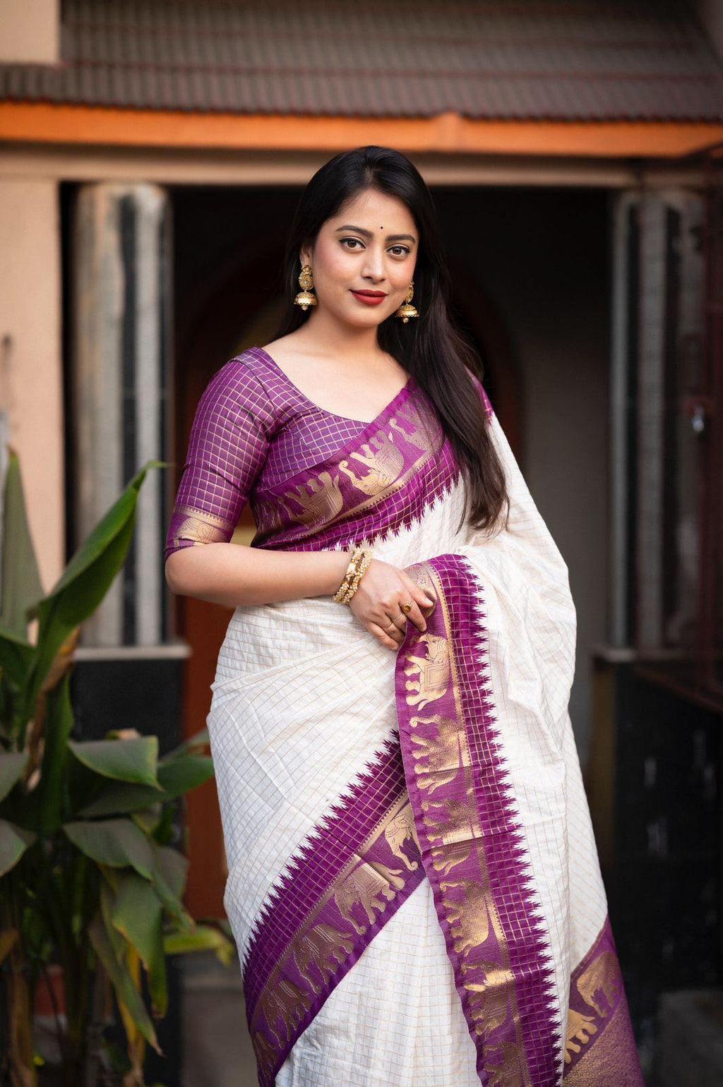 Lavender Silk Zari Woven Saree with Unstitched Blouse - Hiral Fashion | Grocsy