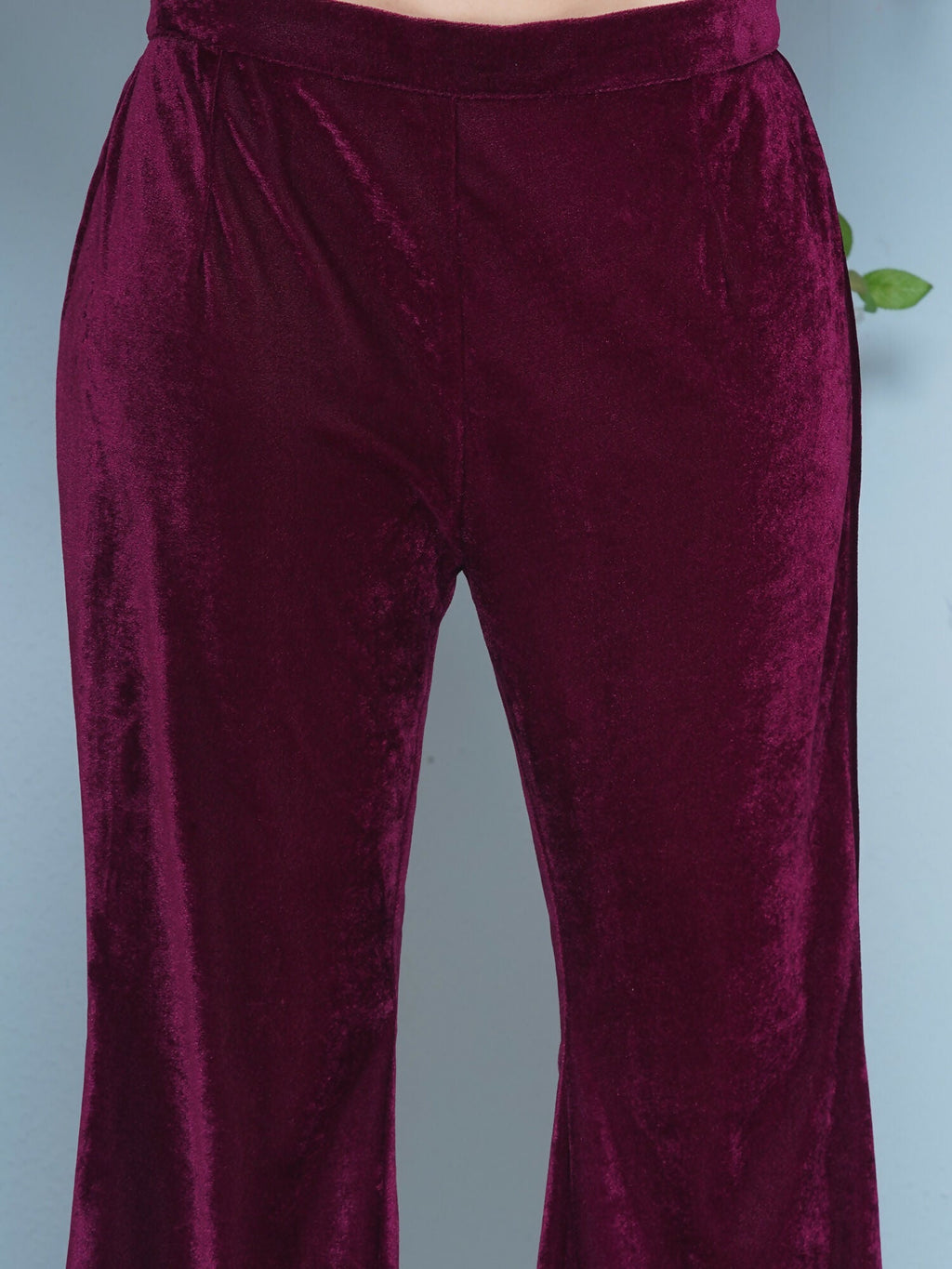 Joban Fashion Wine Velvet Hand Embellished Coord Set | Grocsy