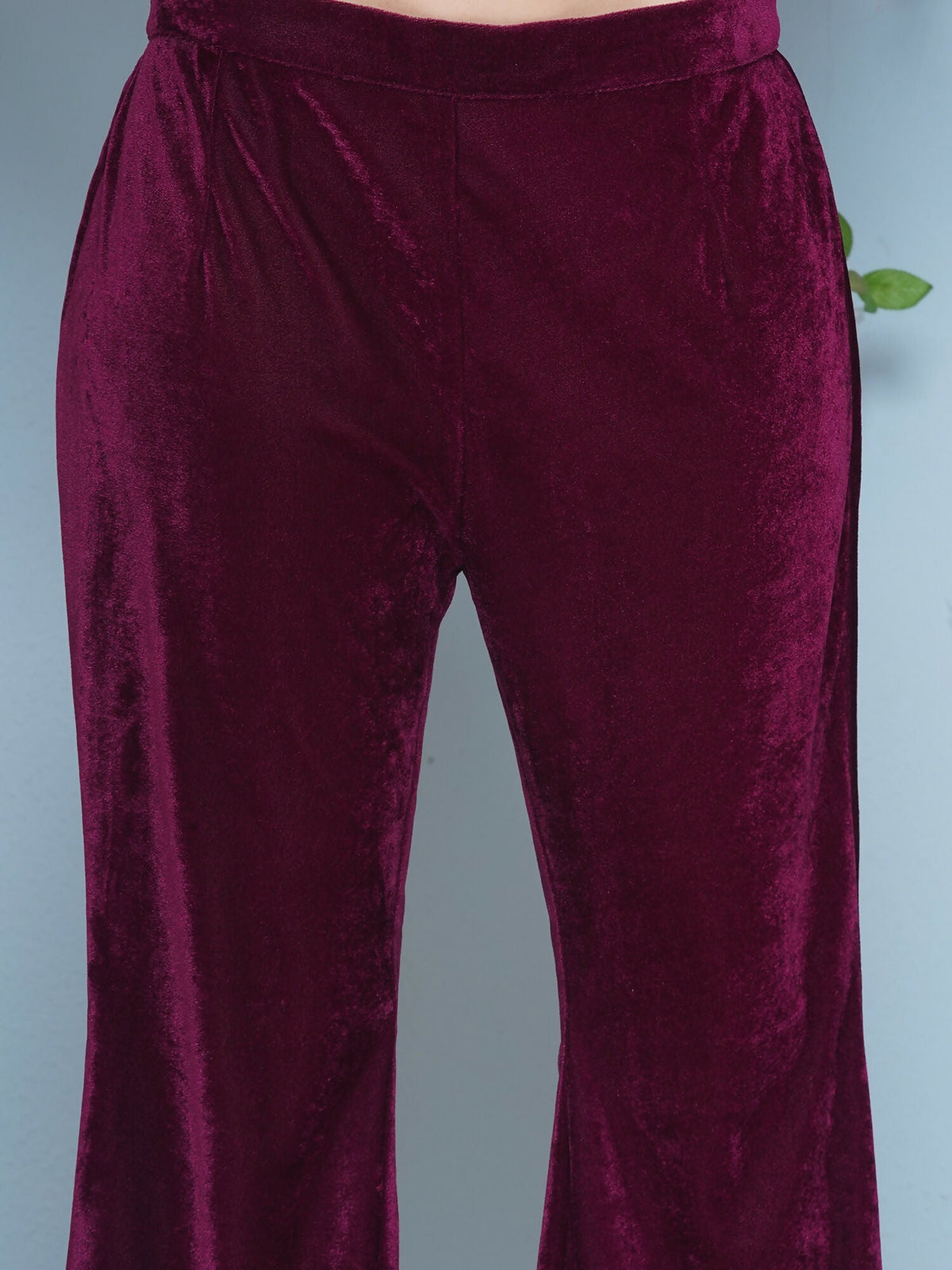 Joban Fashion Wine Velvet Hand Embellished Coord Set | Grocsy