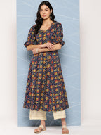 Yufta Puff Sleeves Pure Cotton Anarkali Kurta | Grocsy