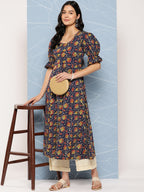 Yufta Puff Sleeves Pure Cotton Anarkali Kurta | Grocsy