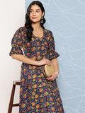 Yufta Puff Sleeves Pure Cotton Anarkali Kurta | Grocsy