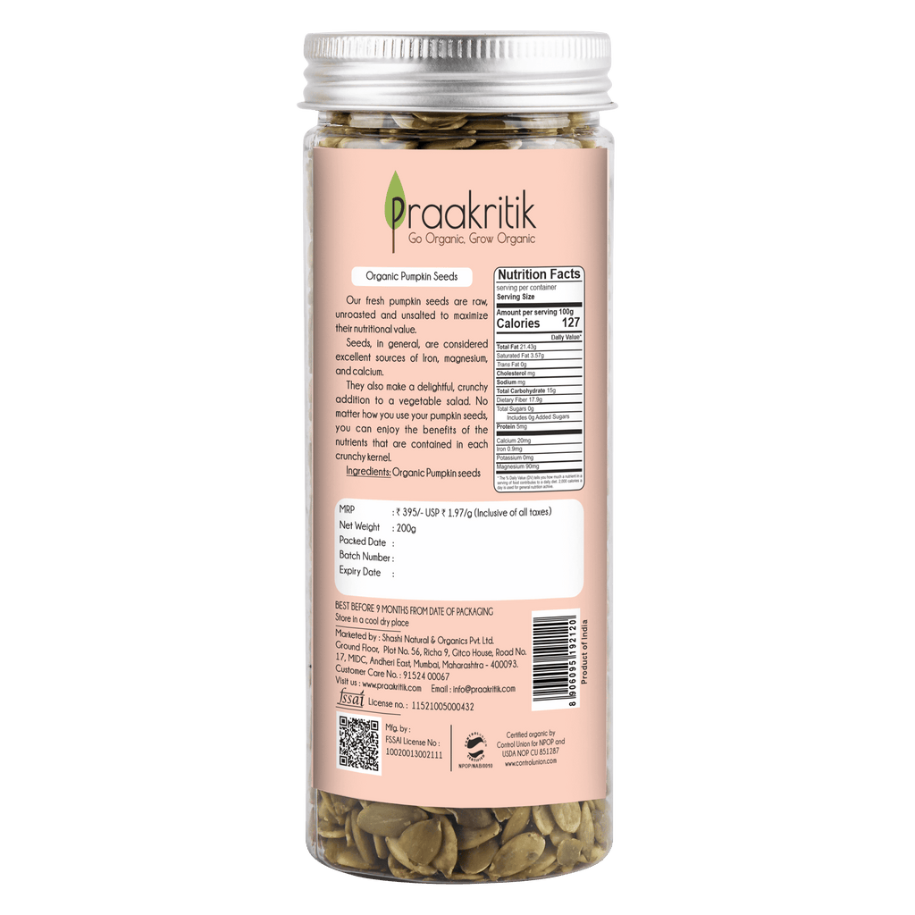 Praakritik Organic Pumpkin seeds | Grocsy