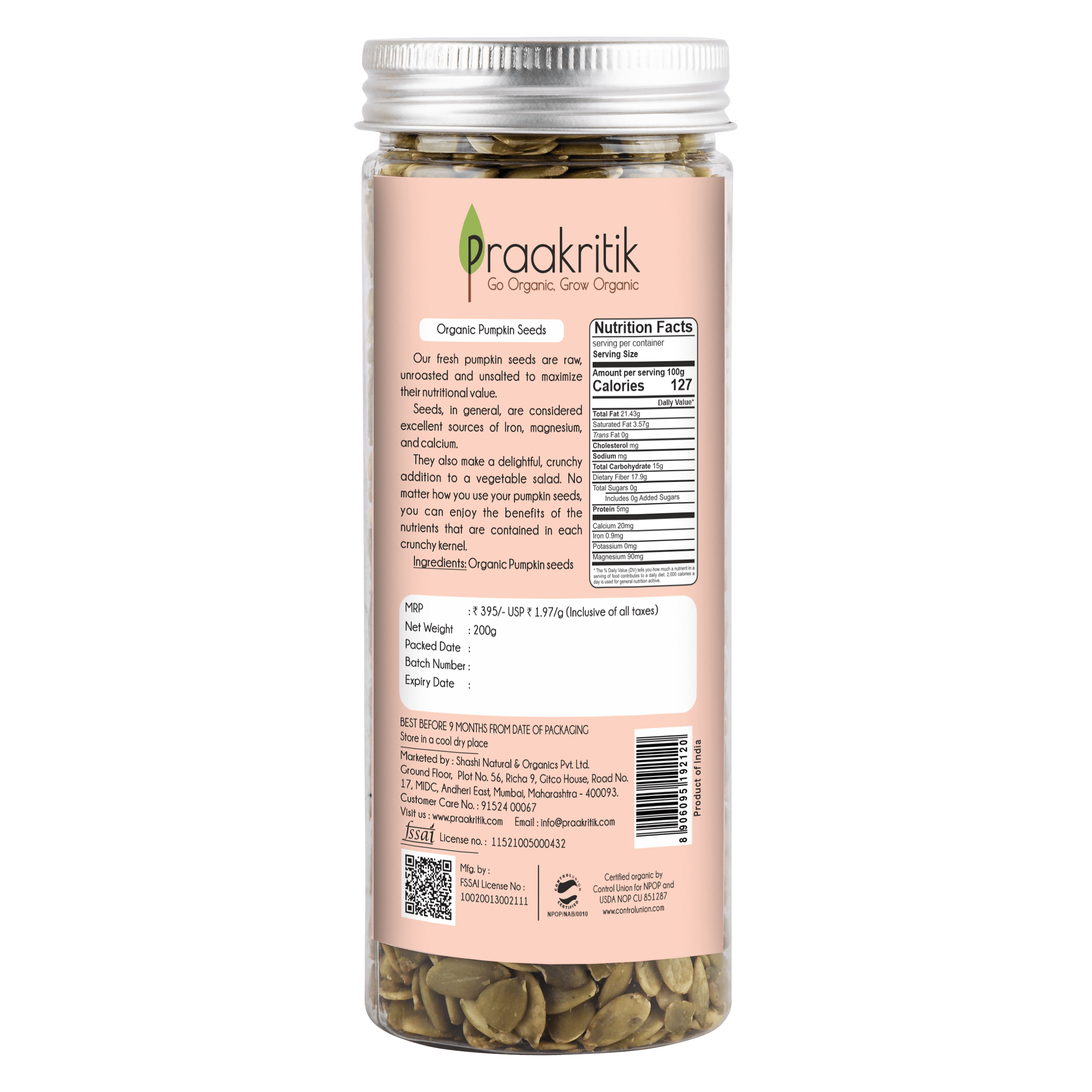 Praakritik Organic Pumpkin seeds | Grocsy