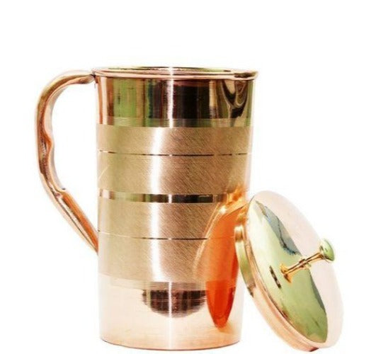 Pure Copper Water Jug With Handles And Lid | Grocsy