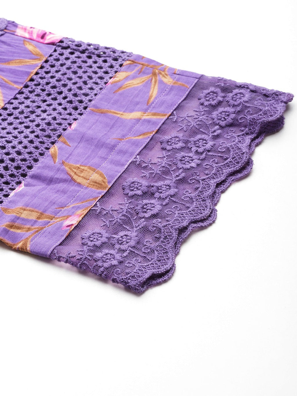 Yufta Purple Pure Cotton kurta set with embroidery Kurta Trouser Set | Grocsy