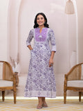 Yufta Purple Resham_Embroidery Cotton A-Liine Dress | Grocsy