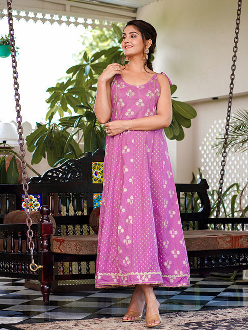 Yufta Purple strappy anarkali dress design | Grocsy