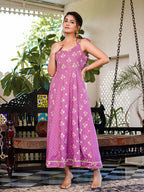 Yufta Purple strappy anarkali dress design | Grocsy