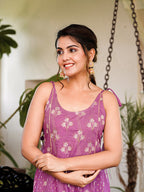 Yufta Purple strappy anarkali dress design | Grocsy