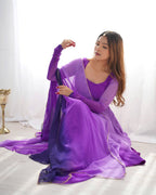 Evanik Purple Pure Soft Georgette Colorful Padding Anarkali Suit | Grocsy