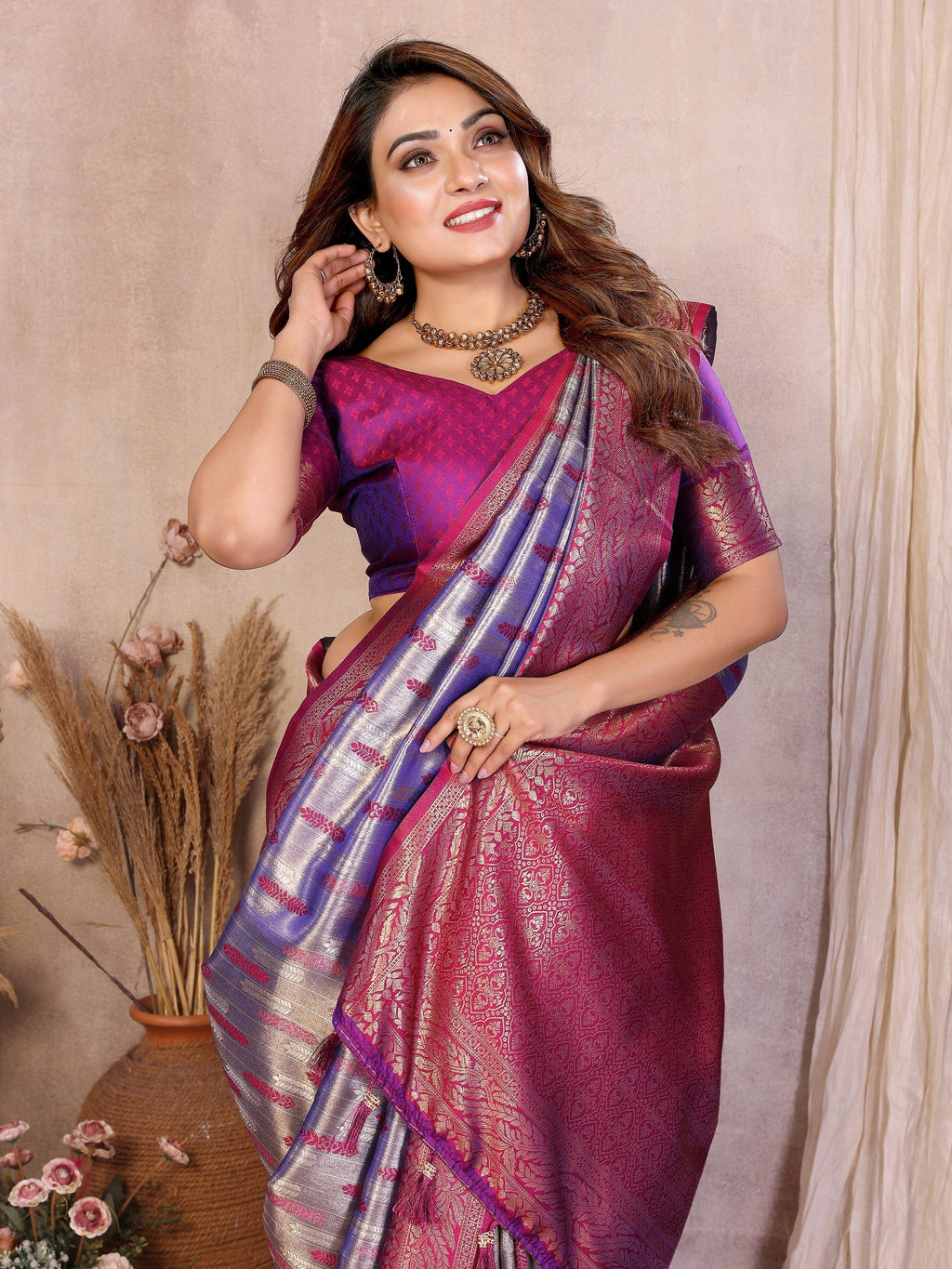 Anaita Banarasi Tissue Silk Saree | Grocsy