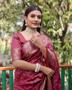Lorenvalley Premium Bandhej Patola Silk Sarees with kanchi Borders and Contrast Zari Weaving borders Saree - Purple | Grocsy