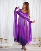Evanik Purple Pure Soft Georgette Colorful Padding Anarkali Suit | Grocsy