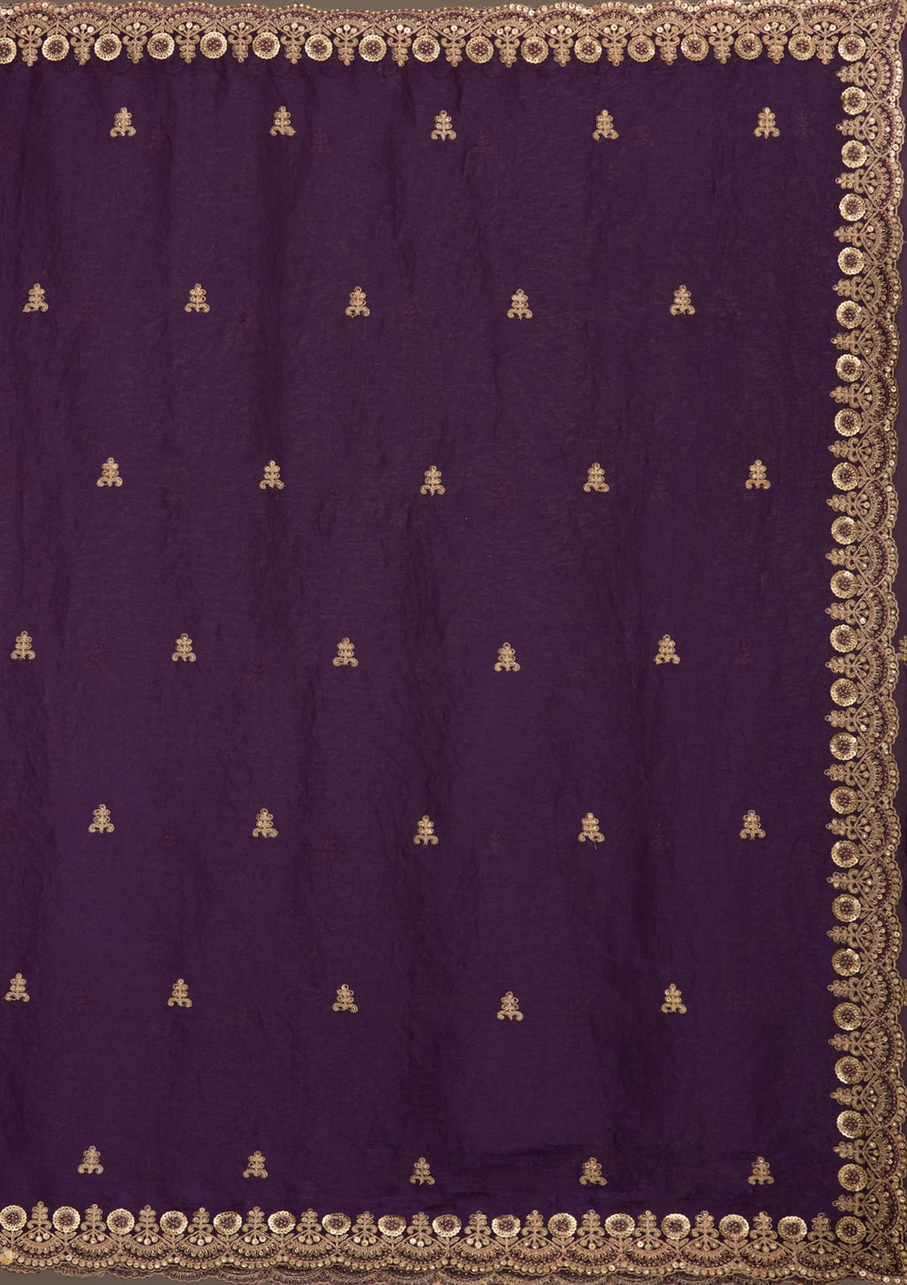 Lorenvalley Fashion Purple Fendi Satin with Embroidery Double Sequence Work Saree with Blouse | Grocsy