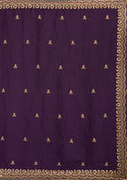 Lorenvalley Fashion Purple Fendi Satin with Embroidery Double Sequence Work Saree with Blouse | Grocsy