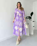 Pimu Front Slit Midi Dresses V-neck Designs For Women Party Wear - Purple | Grocsy