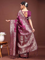 Anaita Purple Banarasi Silk Woven Work Saree With Blouse | Grocsy