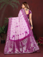 Anaita Purple Zari Weaving Work Satin Silk Saree With Blouse | Grocsy