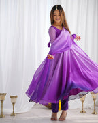 Evanik Purple Pure Soft Georgette Colorful Padding Anarkali Suit | Grocsy