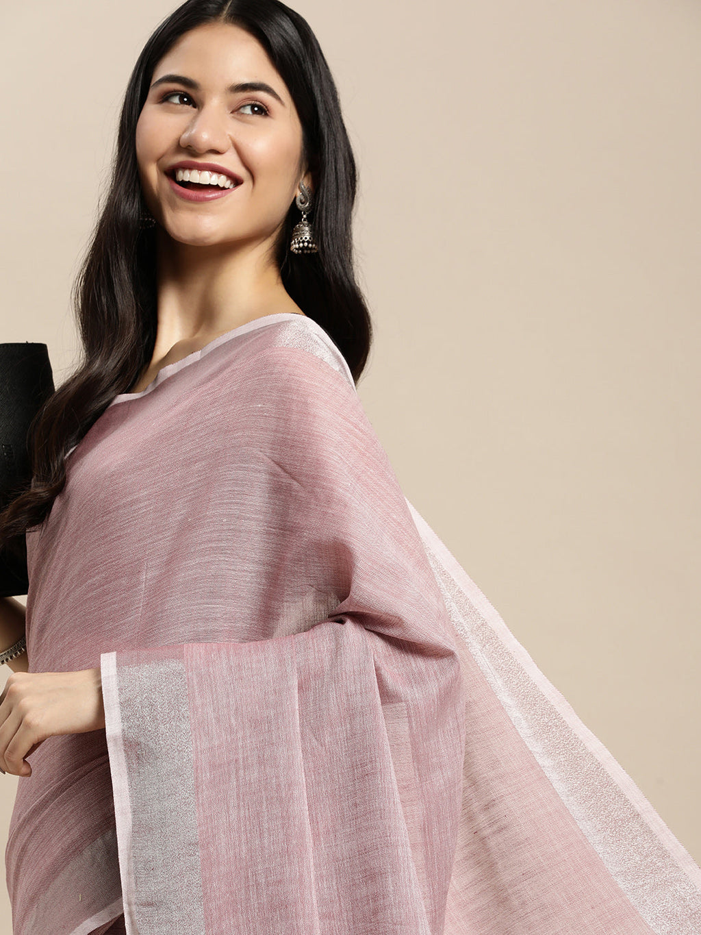 Anaita Purple Linen Saree With Blouse | Grocsy