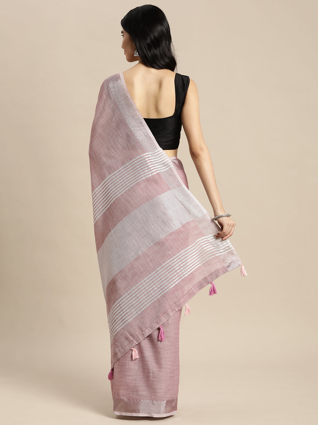 Anaita Purple Linen Saree With Blouse | Grocsy