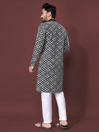 Neera Trendz Black Soft Silk Embroidered Men's Kurta Pyjama | Grocsy